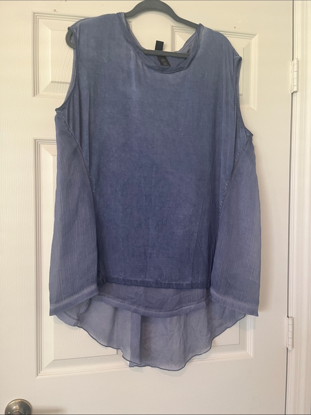 Black Label Sleeveless Layered Tunic in Dusty Blue